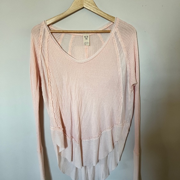 Free People We The Free Catalina Thermal Long Sleeve Tee Peach XS - Picture 1 of 7